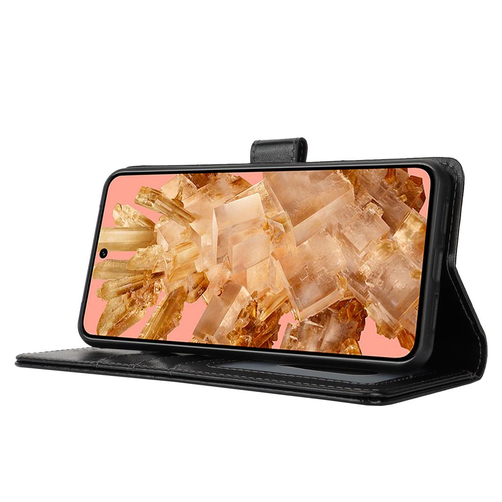 For Google Pixel 8 Case Textured Leather Wallet Phone Cover with Strap