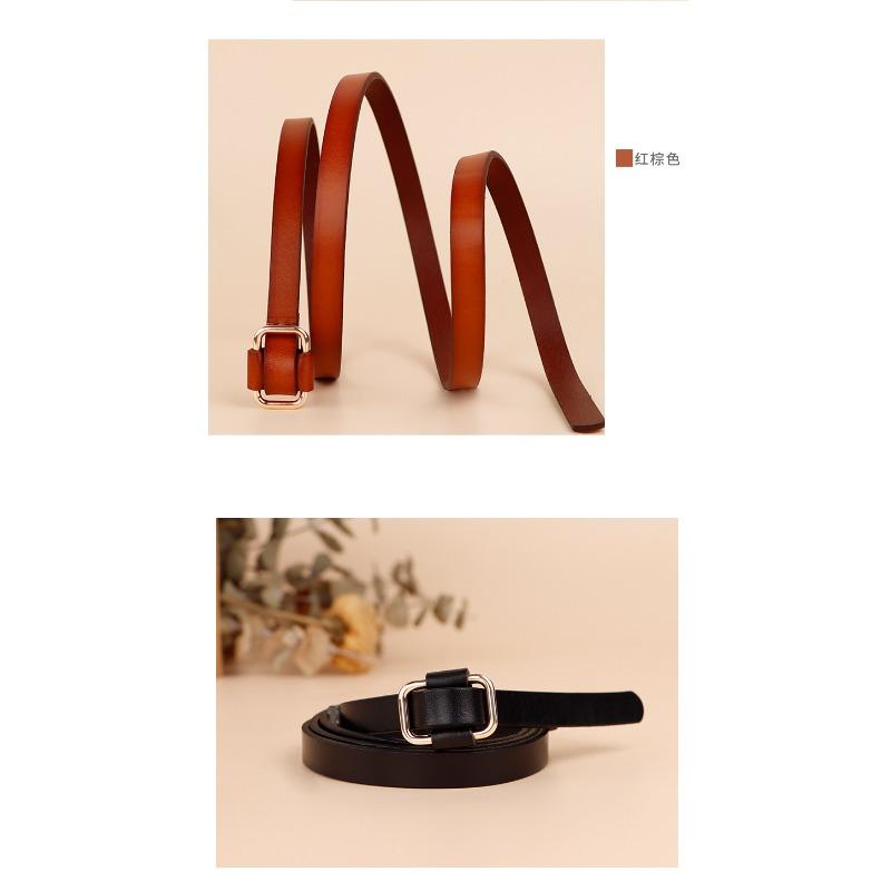 Genuine leather belt - premium suit & dress belt - slim belt - cowhide knotted belt