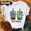 Milk Tea Cat Print Bubble Tea Animal TShirt Unisex Couple Trendy Personalized Womens Clothing Soft Cotton Short Sleeve Tshirt