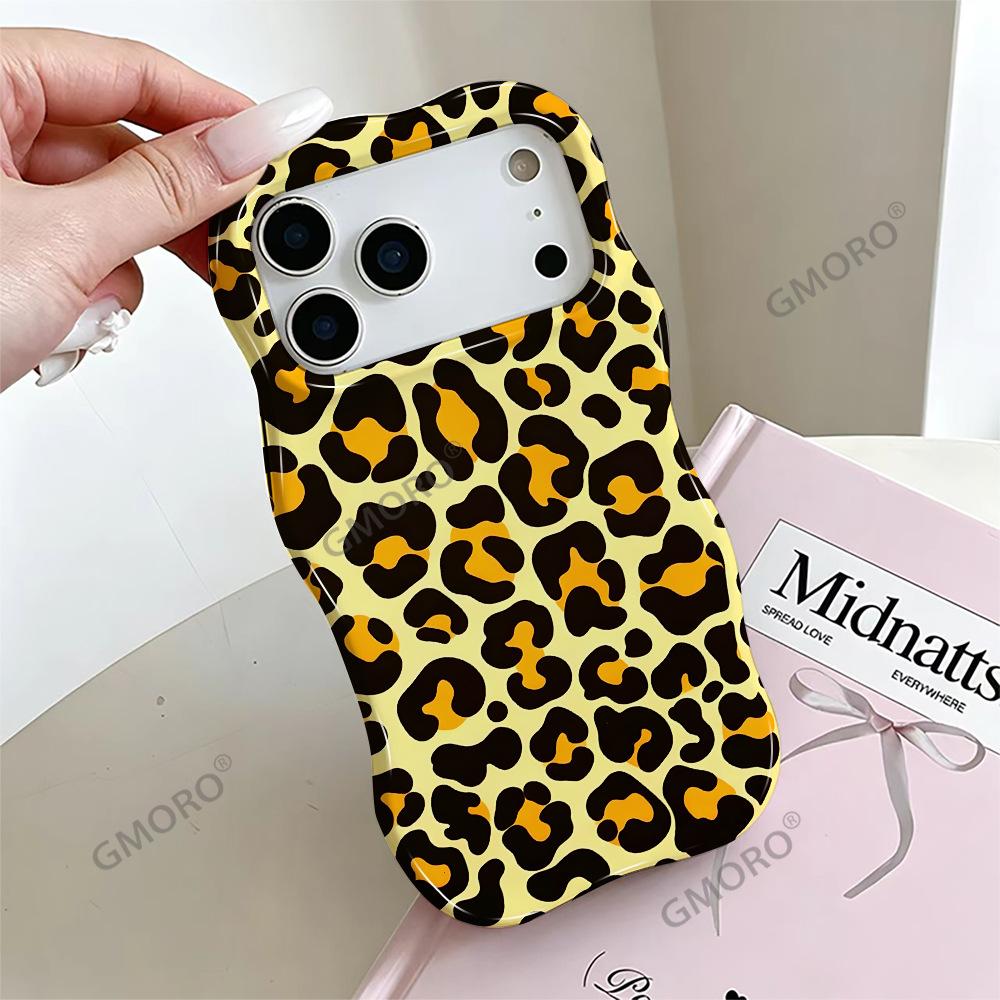 Factory Direct Sales Leopard Print Wavy Film Two-in-one Apple 17 Amazon Popular iPhone16 Anti-drop Protective Case
