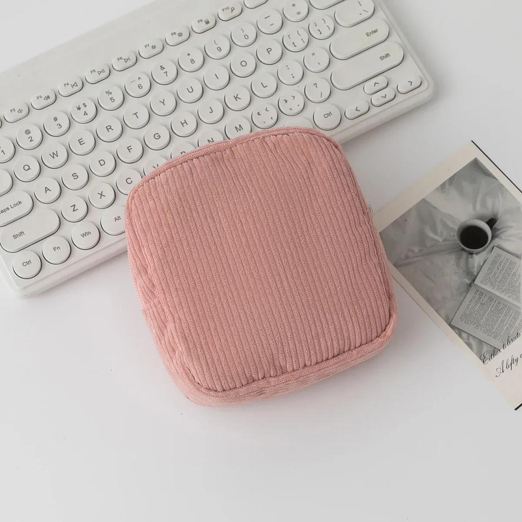 New  Corduroy Makeup Bags Women Cosmetic Bag Clutch Bag Makeup Pouch Sanitary Napkins Bag Coin Purse Coin Pouch Mini Cute Purse