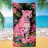1pc Vibrant Tropical Leopard Beach Towel - Colorful Floral Pattern, Lightweight Microfiber, Sun Protection Wrap for Beach & Pool