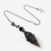 Antique Silver Seven Chakra Crystal Resin Pendulum with Semi-Precious Chips Pendant