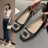 French Beautiful Single Shoes Autumn New Thick Heel with Skirt Square Head Temperament National Style Medium Heel Ladyshoes