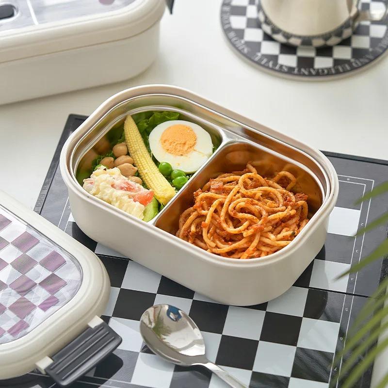 304 Stainless Steel Lunch Box Insulated Bento Box For School Kids Office Worker Microwae Heating Lunch Food Container