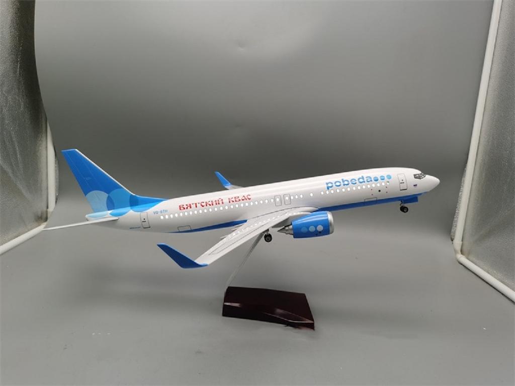 47cm 1:85 Scale Model Russian Victory Airlines Boeing 737 Airplane Airways Diecast Resin Aircraft Office Decor Display Gift