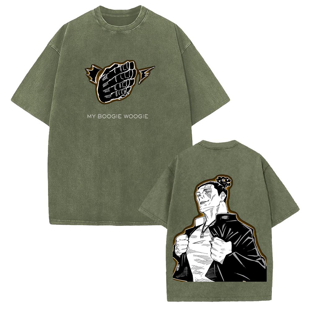 Toudou Aoi Jujutsu Kaisen Anime Clothing Men Women Oversized T-shirts Short Sleeve Washed T Shirt Cotton Tshirt Harajuku Tops S темно-зеленого