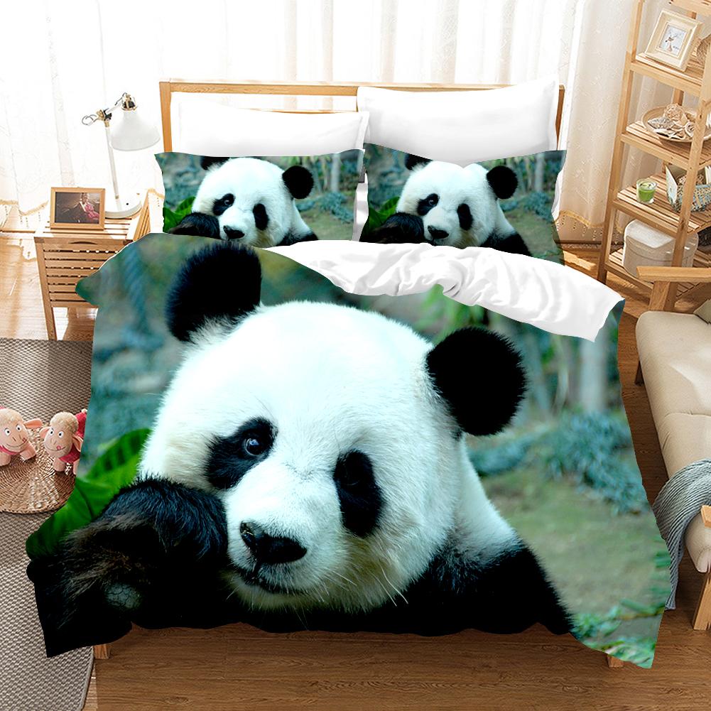 3D Panda Bedding Set Lovely China Black White Animal Duvet Cover King Queen Bamboo Comforter Cover 2/3Pcs Quilt Cover