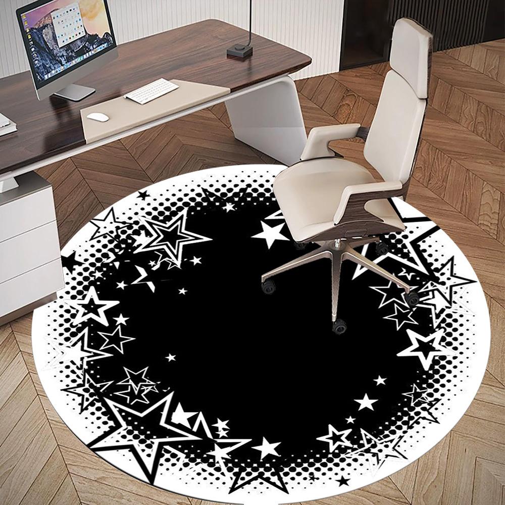 1PC star circle Office Round Area Rug, Under Office Chairs Bedroom Living Room Home Decor,Carpet for Office, -1110269