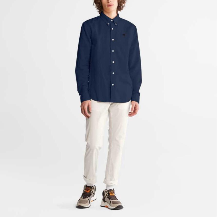 Timberland Casual Fashion Simple Long Sleeve Shirt Men shirts Denim-Blue TB0A24WR2881
