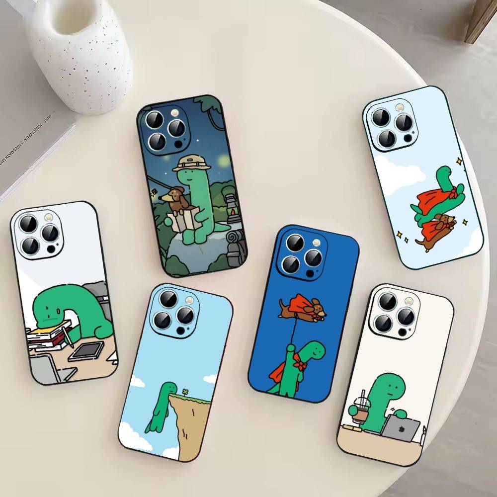 Cute J-Jogumans Dinosaur Phone Case For iPhone 17, 16,15,14,13,12,11 Plus,Pro Max, Others Soft Black Cover
