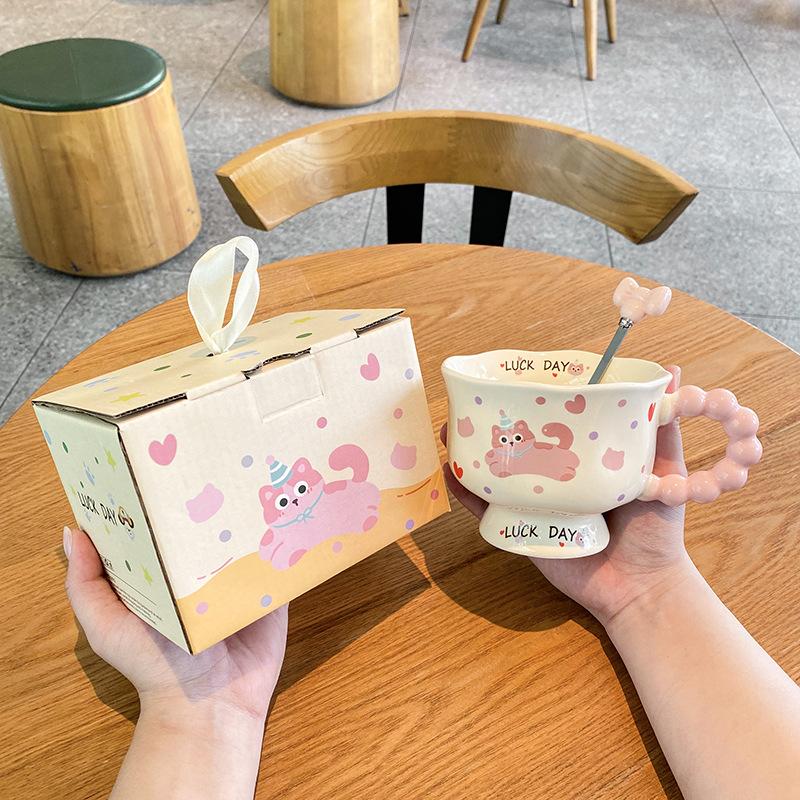ins wind puppy mug high-value cup ceramic couple water cup for girls' birthday gifts