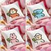 Cartoon Alien Cushion Cover Anti-dustmite Pillowcase Invisible Zipper Silky Short Plush Sofa Cushion Cover