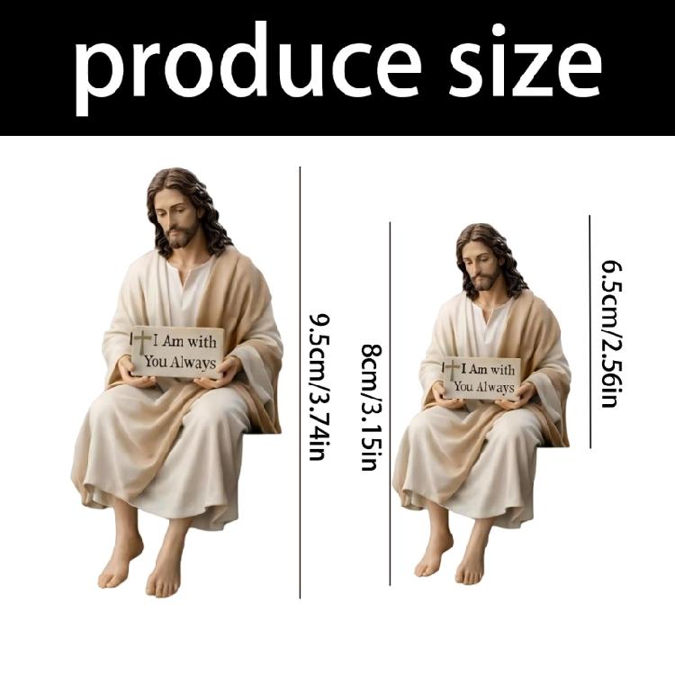 Comforting Christ Figurine Resin Desk Companionship Figurine for Christian Car Dashboard and Home Office Table Decors Gift