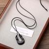 Vintage Red Black Enamel U-Shaped Pendant Necklace for Women Fashion Adjustable Long Leather Rope Sweater Chain Jewelry Gift