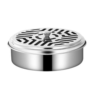 Porta Incenso a Spirale Acciaio Inossidabile Ignifugo Anti-calcio Portatile Aromaterapia Rotondo Scatola Portacoi zanzare con Coperchio per