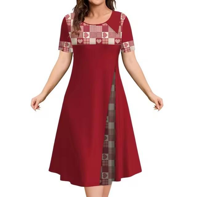3D Digital Printing Dresses Women s Summer Short-sleeved O-neck Casual Loose Dress S