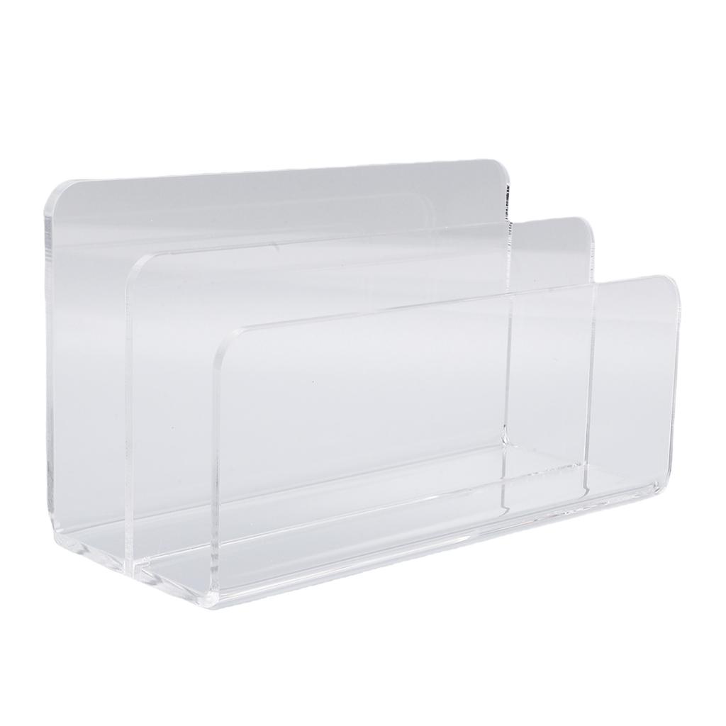 Mail Sorter Transparent Acrylic Multifunctional 2 Compartments Desktop Letter Holder with Anti Slip Base for Envelope