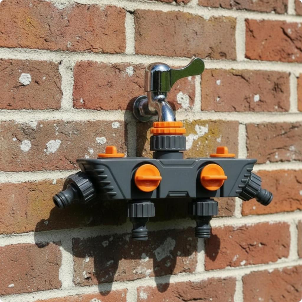 4 Outlet Hose Splitter Individual Water Diverter Easy To Install Garden for Yard,