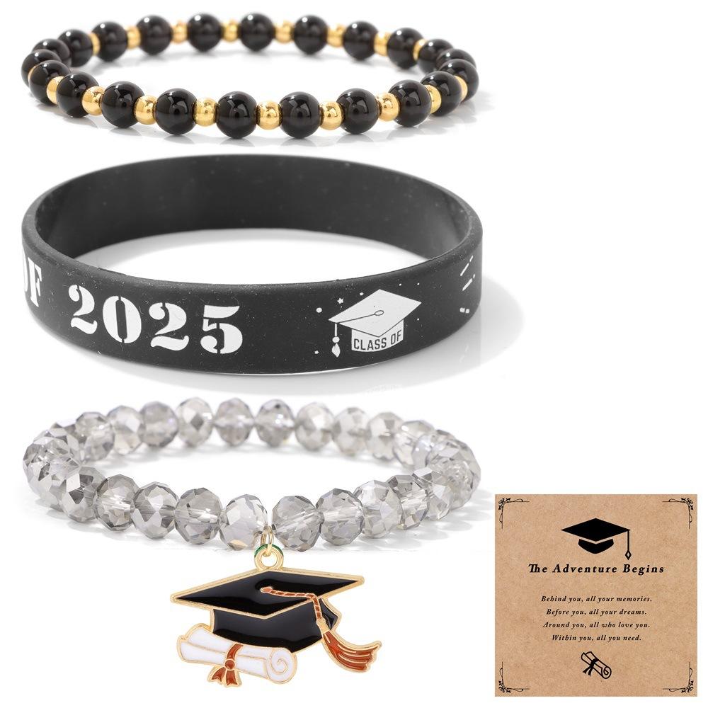 

JYL TS Bracelet Graduation Set Adjustable Handmade Fashion Brings Success & Bright Future Black gray средний бирюзовый