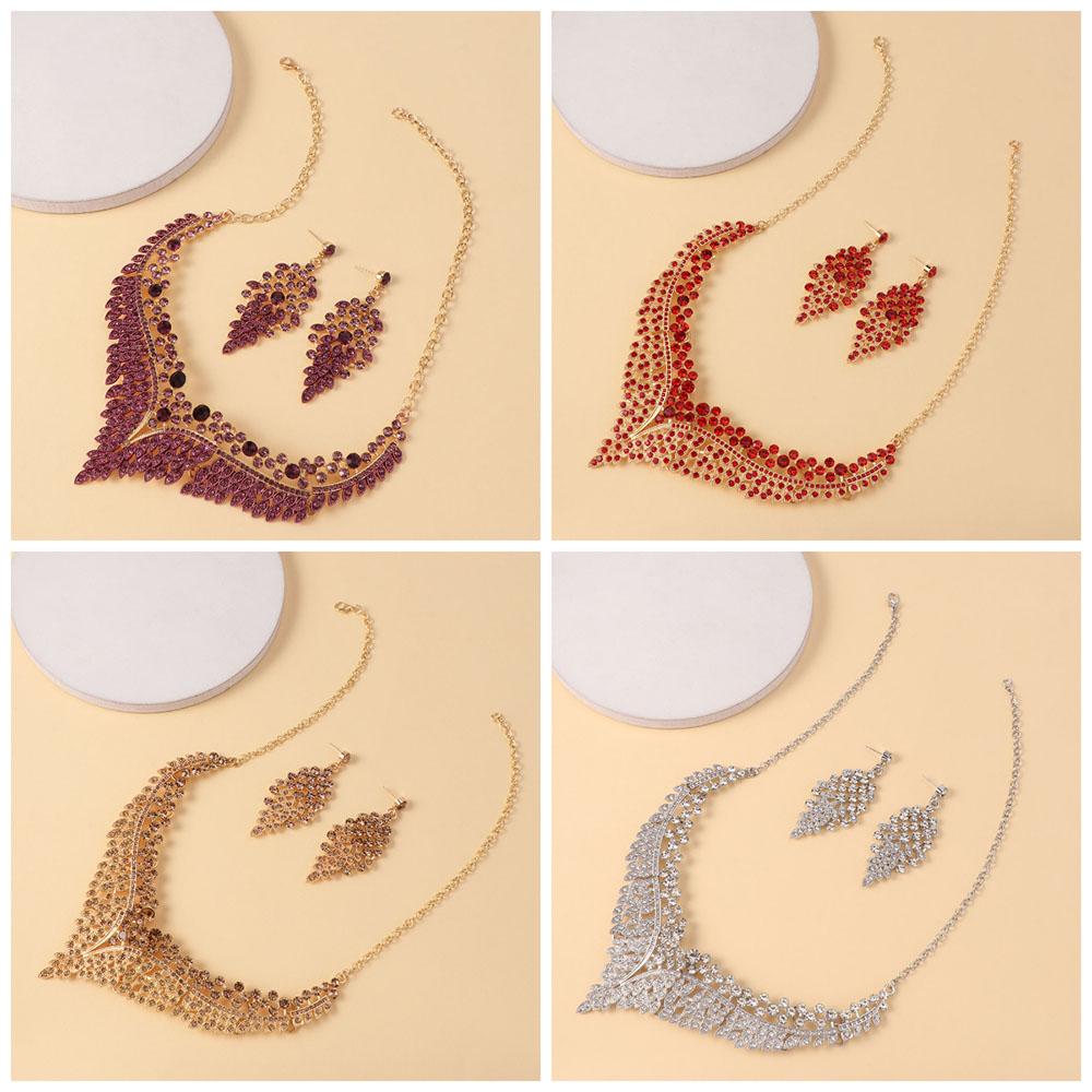 Fashion Necklace Earring Set Inlay Rhinestone Clavicle Chain Jewelry Set Jewelry Accessories