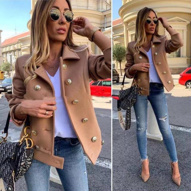 Abrigo de mujer de otoño Cuello hacia abajo Resistente al frío Elegantes  abrigos cálidos clásicos Fecha Oficina oficina Chaqueta diaria comprar a  buen precio — entrega gratuita, reseñas reales con fotos — Joom