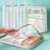 L-Shaped Large Opening Student Subject Bag Multi-Layer Document Classification Mesh Bag Transparent Exam Paper Book Rod Storage