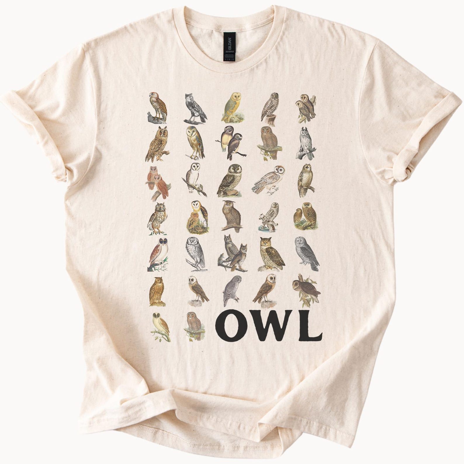Owl Species Illustration Shirt Tshirt Nature Wildlife Graphic Tee 100