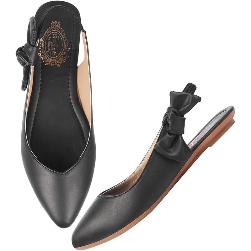 Shoetopia Casual Side Bow Detailed Black Flat Belly For Women & Girls-Eu41