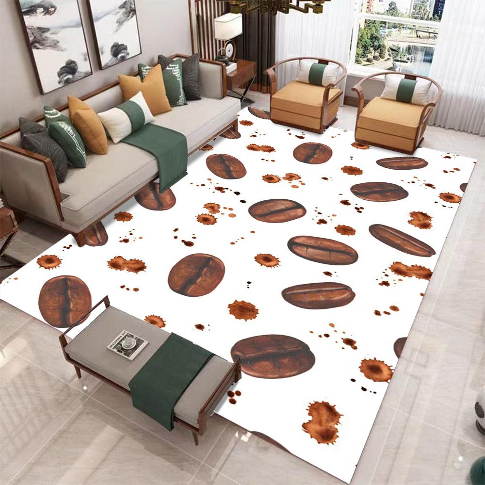 

Коврик с принтом кофейных зерен Мультяшная кофейня Декор для водного бара Напольный коврик Винтажная окантовка Декор для дома Ковер 40x60cm