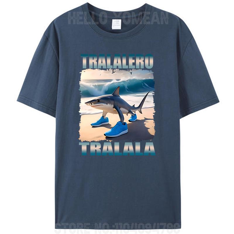 Tralalero Tralala Maglietta Bootleg Italian Brain Rot Funny Meme T-Shirt Graphic Vintage 100% Cotton Summer Unisex Y2k Tee Tops