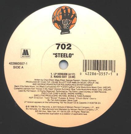 

12-дюймова платівка 702 - Steelo 4228605571 Biv 10 Records, 1996 США Реп та хіп-хоп/R&B Вживана