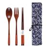Wooden Chopsticks Spoon Fork Set Student Tableware Convenient Spoon Fork Chopsticks Set