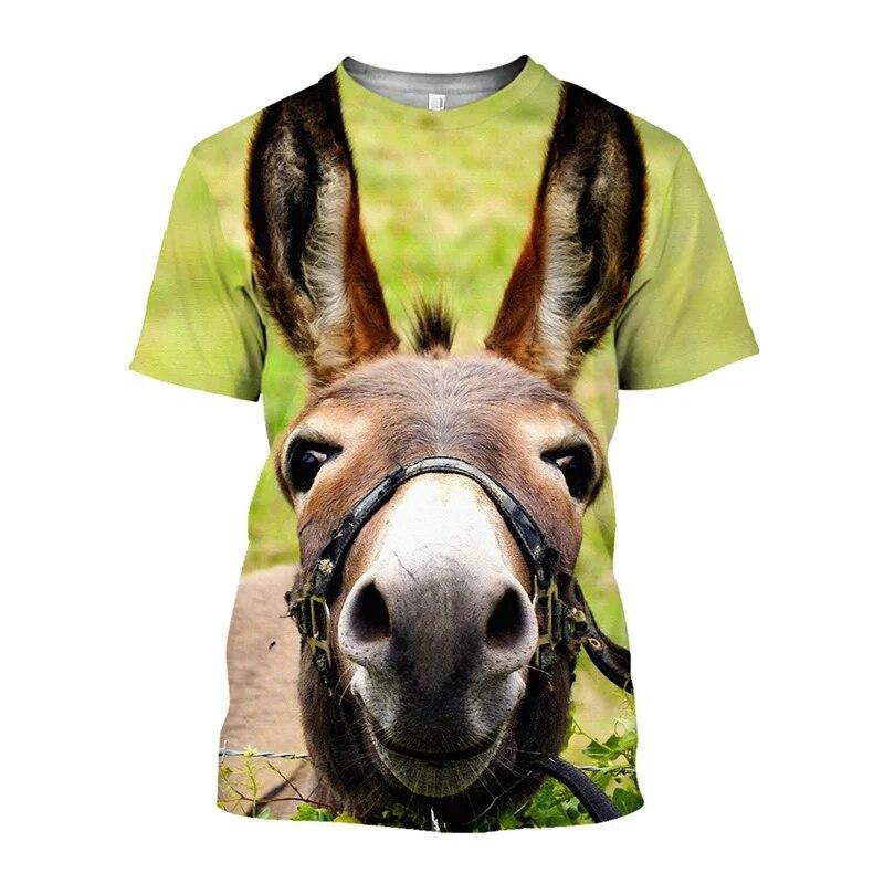 

Модная футболка с изображением овцы, быка, осла, лошади, мужская крутая футболка с 3d животными, альпакой и принтом, с короткими рукавами, летняя уличная футболка, детская одежда 6XL