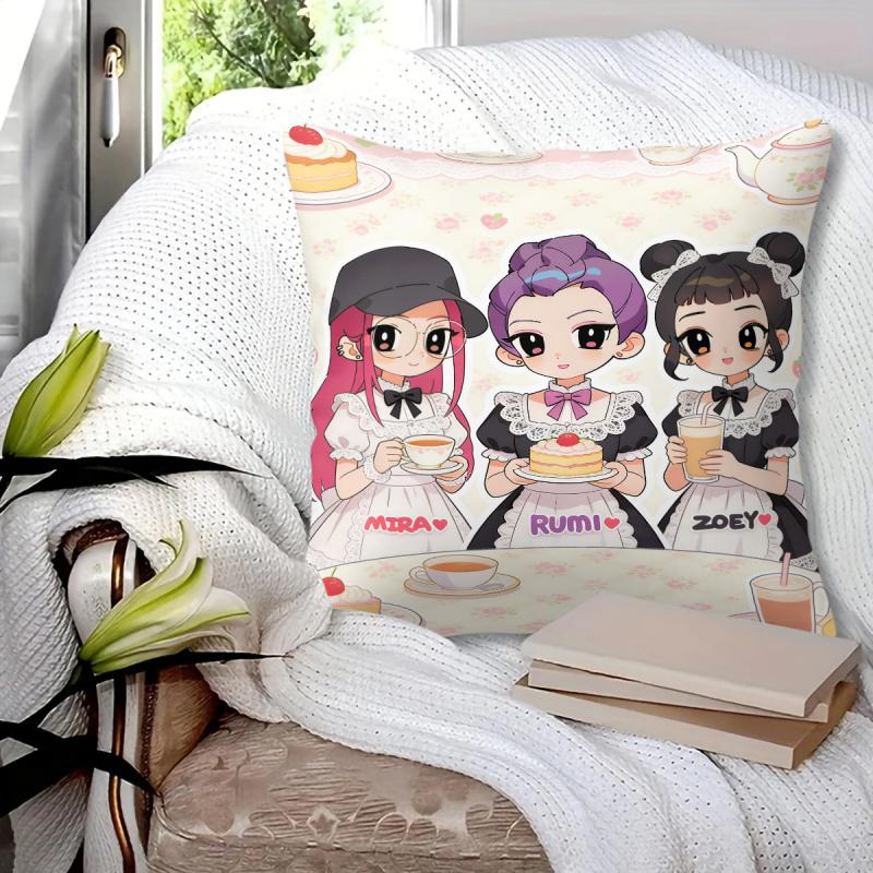 Kpop Style Throw Pillow Decorative Cushion Cute Chibi Anime Maid Cafe Print Soft Pillow For Sofa Bedroom Perfect Gift For Teens Fans