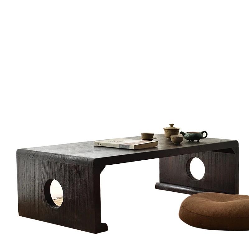 Solid Wood Tea Table Japanese Minimalist Desk Traditional Study Desk Bay Window Coffee Stand Space-Saving Wooden Desk