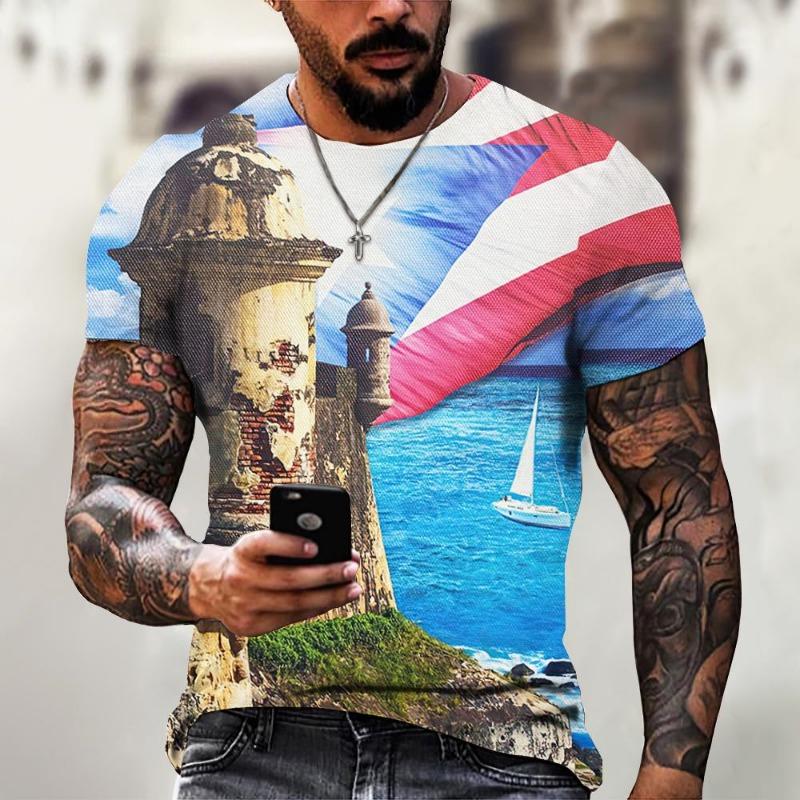 

Ghostly Magic Pattern T Shirt For Men Retro Ethnic 3D Print XXS