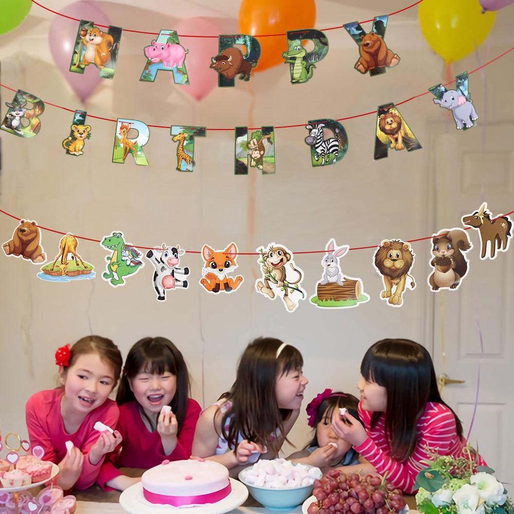 Vibrant Animal Print Birthday Party Banner For Kids Celebrations And Decorations