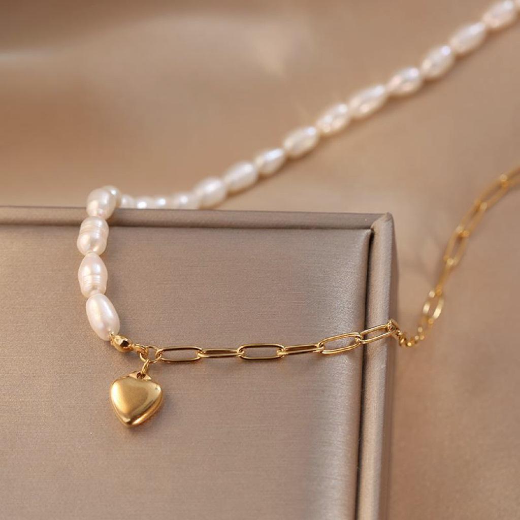 

Ожерелье из ракушек, женское, винтажное, модное, темпераментное, пресноводное, металлическое, с подвеской «Любовь», холодный бриз, ожерелье на ключицу