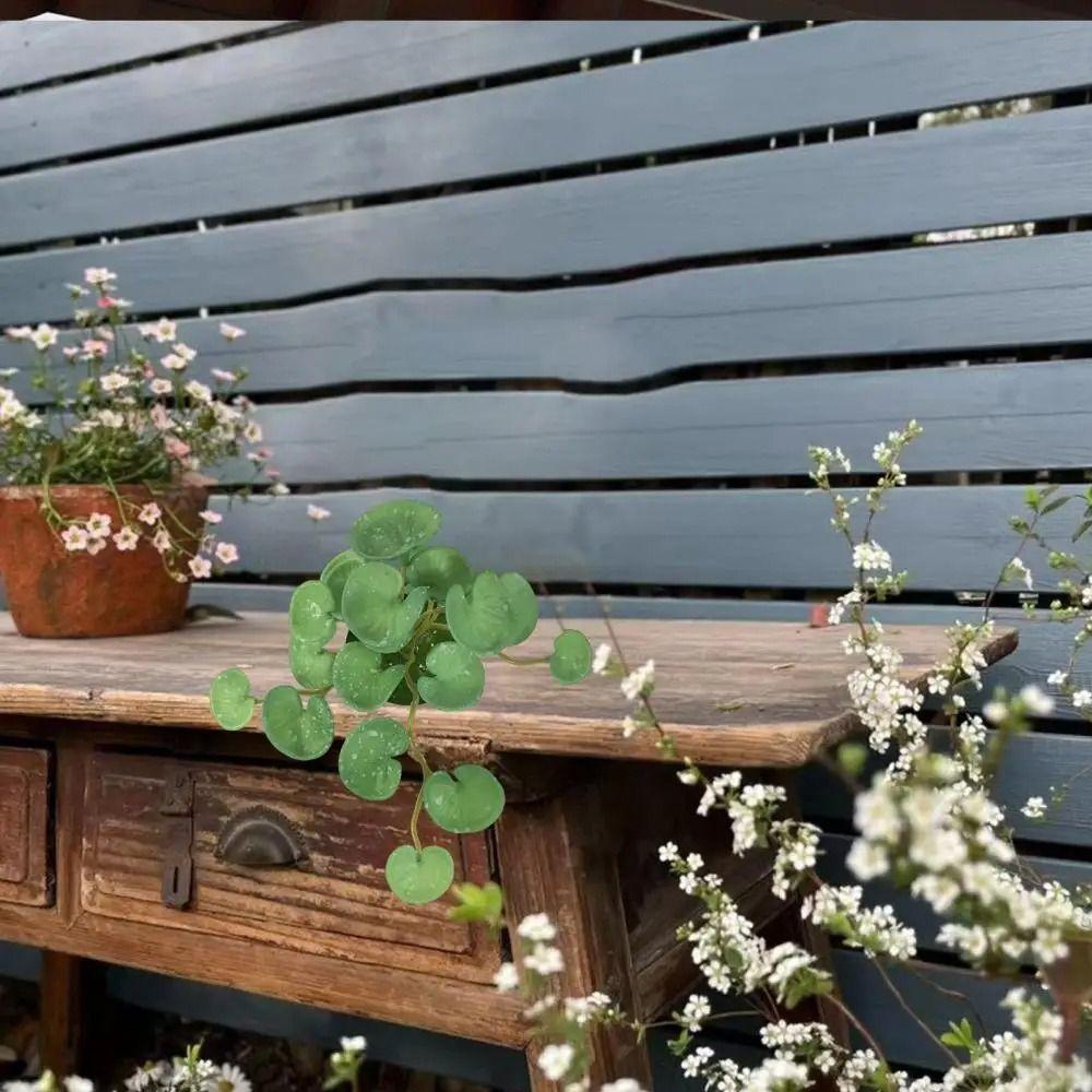 Realistic Artificial Copper Coin Grass Plants Soft Mini Bouquet Fake Ivy Leaf Leaves Garden