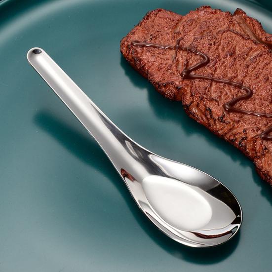 Asian Soup Spoon Stainless Steel Dinner Spoon Mirror Polished Chinese Soup Spoon for Bouillon Dessert Cereal Ramen Noodles Wonton Pho Thai