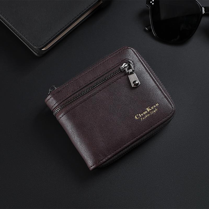 Man's Short Bifold Wallets Multi Card Fashion PU Leather Wallet  Men Classic Wallet with Coin Bag Zipper