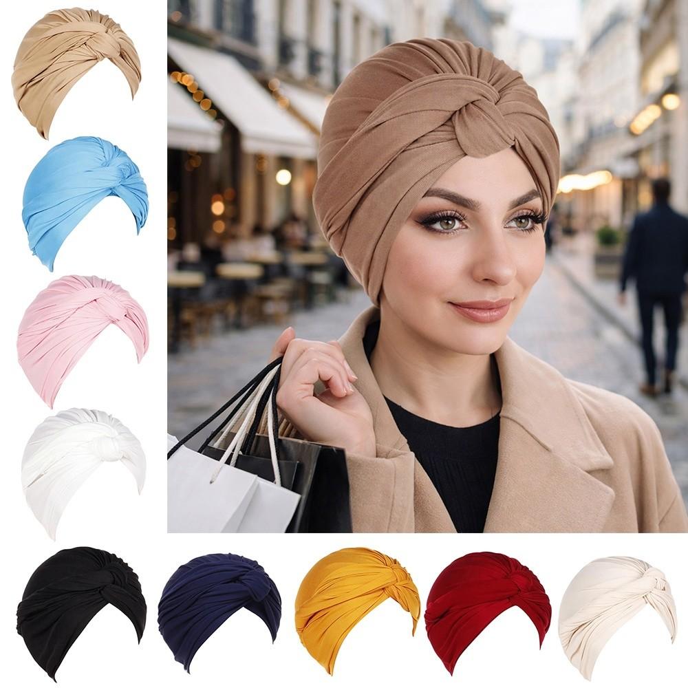Wrap Style Twist Knot Turban Hat Elastic Islamic Headband Fashion Hijab Caps Hair Loss