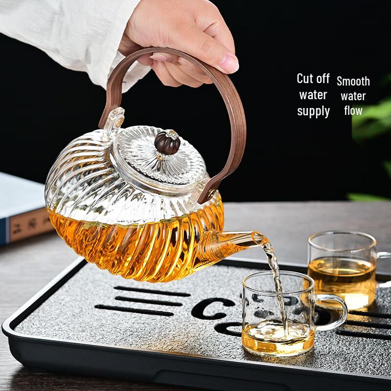 Striped Pumpkin Glass Teapot