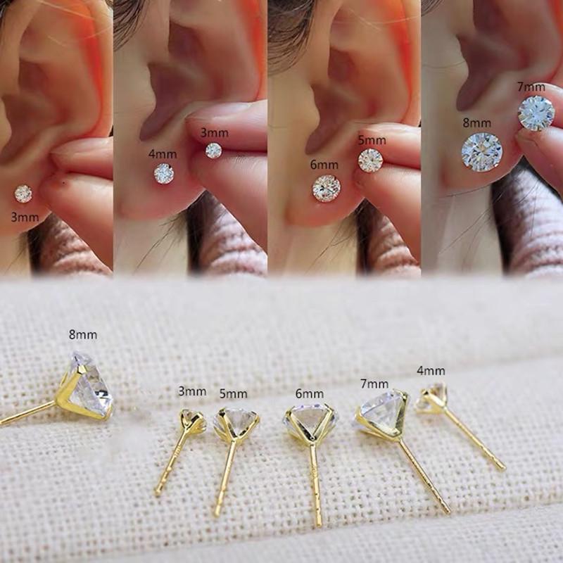 Beixi Versatile Mini 4-Prong Zircon 925 Sterling Silver Stud Earrings 925 Sterling Silver