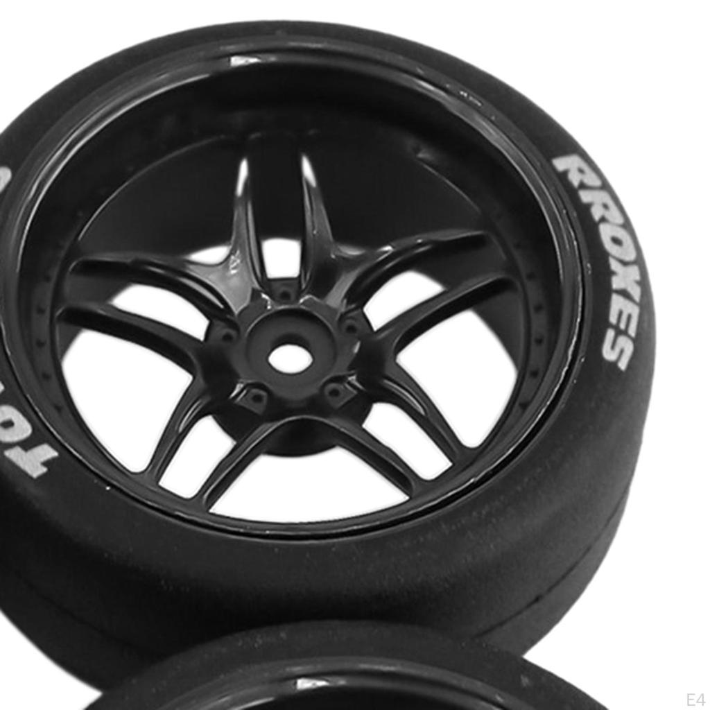 4 Pieces RC Car Rubber Drift Tyre Durable Wear Resist Replacement for TT02 1:10 On Road