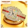 Hip Hop Iced Square Quartz Watch for Men Full Diamond Calendar Luxury Watch