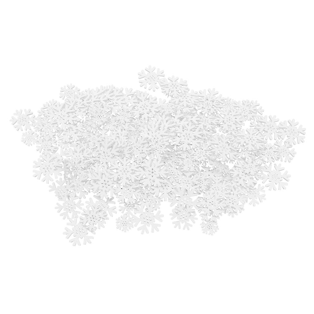 200PCS Snowflake Wood Slices 20mm 25mm 30mm 35mm Christmas White Snowflake Ornaments for DIY Crafts