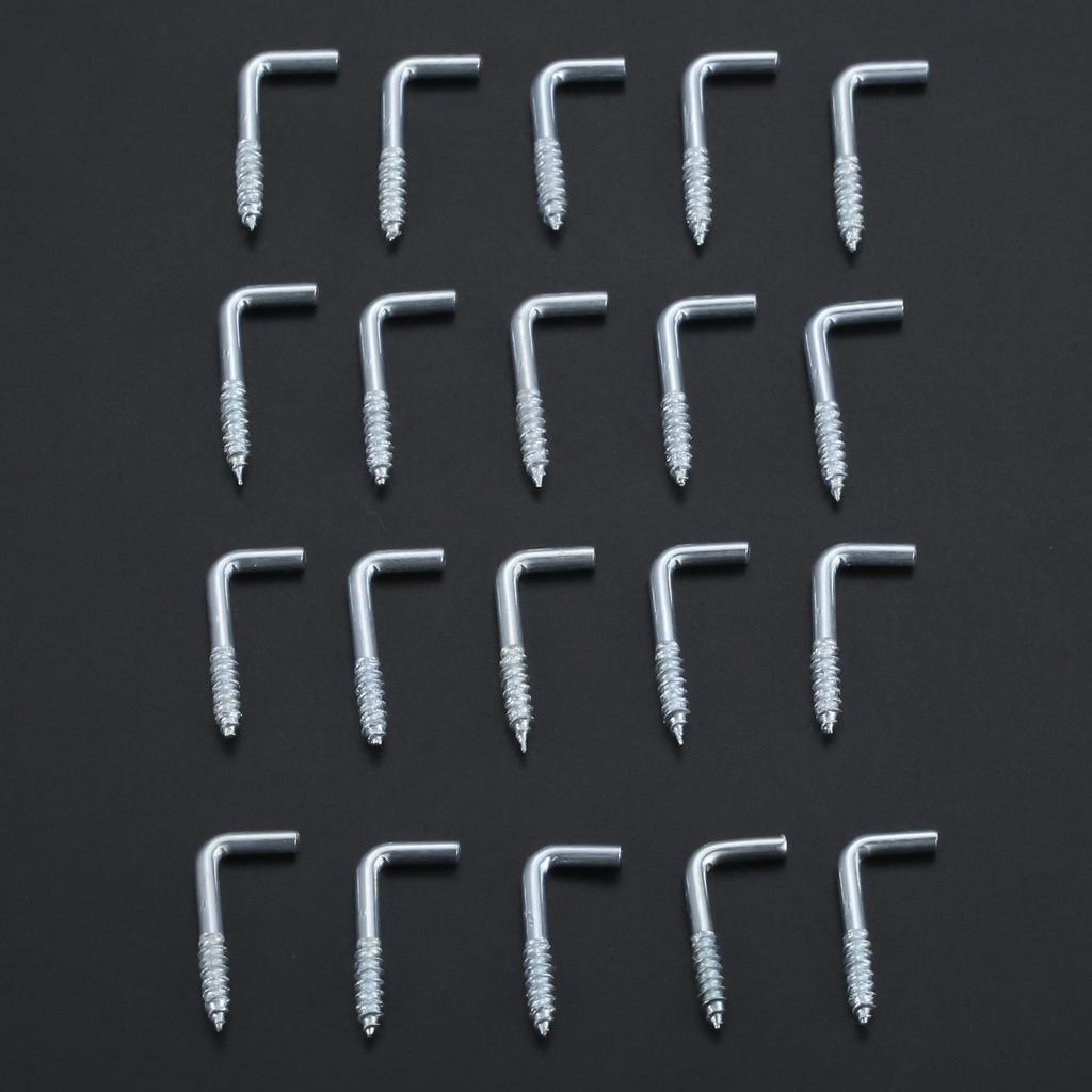 10/20pcs Square Bend Hook L Cup Hanger Screw-in 7-shape 20-40mm Wall Mount Picture Photo Frame Lamp Light Eyescrew Zinc-Plated