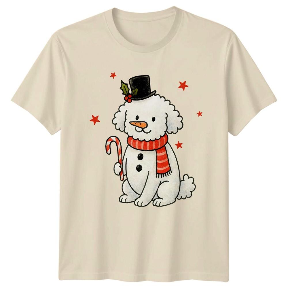 SnowUnisex Dog Christmas Holiday Unisex Unisexs Graphic Tee Canine Poodle